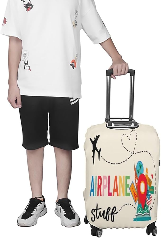 Airplane Travel Accessories Stretch Luggage Cover, Washable Suitcase Protector Fits 30-32in Cases, Secure Fit for Carry On Checked Bags, Travel Essentials