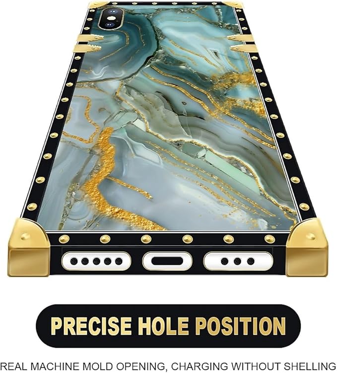 Compatible with iPhone Xs Max Case, Golden Texture Marble Veining Luxury Golden Decoration for Girl Women Soft TPU Shockproof Protective Hard PC Back for iPhone Xs Max