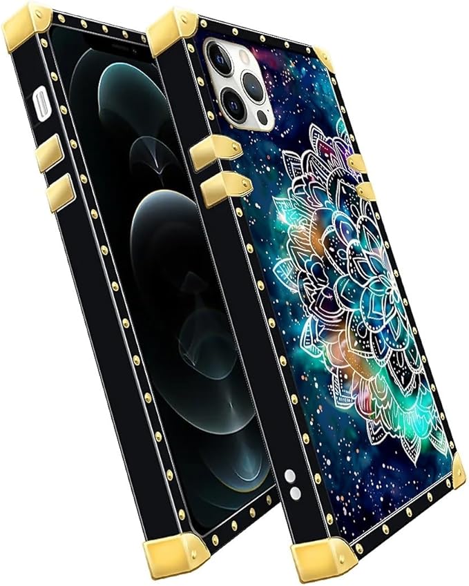 Compatible with iPhone 11 Pro Max Case, Starry Sky Colourful Mandala Luxury Golden Decoration for Girl Women Soft TPU Shockproof Protective Hard PC Back for iPhone 11 Pro Max