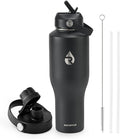 RAYMYLO 40 oz Insulated Water Bottle with Straw fit in Car Cup Holder, Triple Wall Vacuum Stainless Steel(Cold 48 hrs, Hot 24 hrs), Leakproof & Non-BPA, Hydro Travel Flask with Straw and Spout Lid