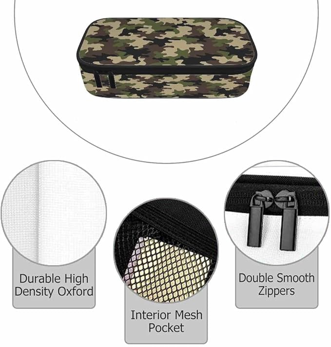 Camouflage Pencil Holder Bag Brown Green Abstract Modern Pattern Pencil Case College Office School for Teens Boy Girl