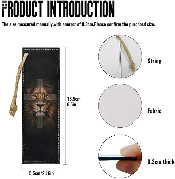 Leather Bible Cover Case for Men PU Bible Case with Bookmark Church Bag Book Carrying Case Lion and Cross Print Bible Covers