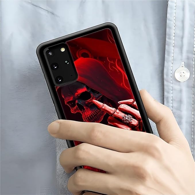for Samsung Galaxy S20 Plus Case, Gestures Funny Skull Pattern Graphic Design Girl Boy Soft Silicone Hard Acrylic Shock Protection for Samsung Galaxy S20 Plus