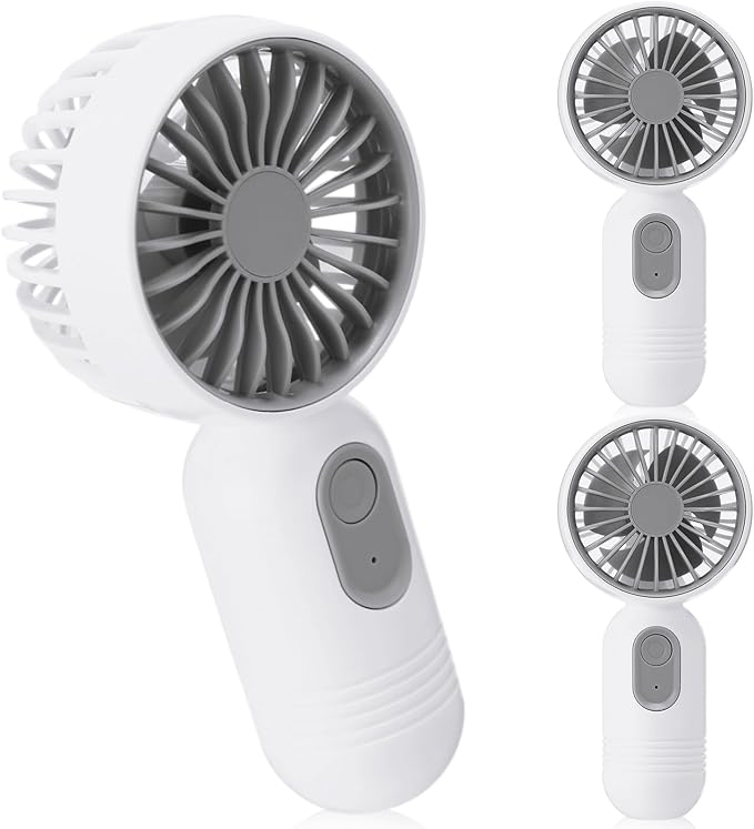 Rossesay 3 Pcs Mini Portable Fan Bulk Cute Handheld Lightweight Small Little Personal Hand Eyelash Fan 3 Speeds USB Rechargeable for Women Men Indoor Outdoor Makeup Travel (White)