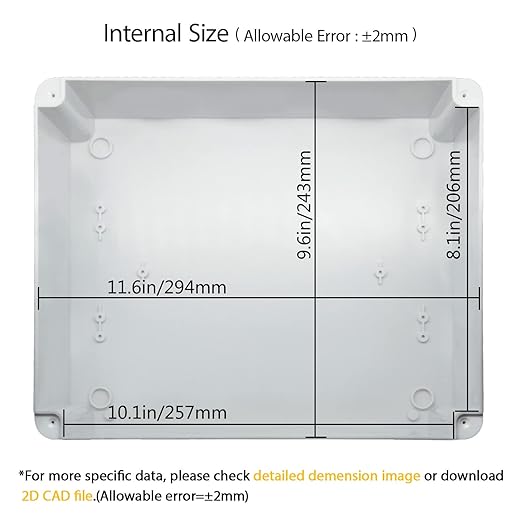 LeMotech Junction Box, Electrical Box IP65 Water Resistant Dustproof ABS Plastic Project Enclosure for Electronics White 11.8 x 9.8 x 4.7 inch