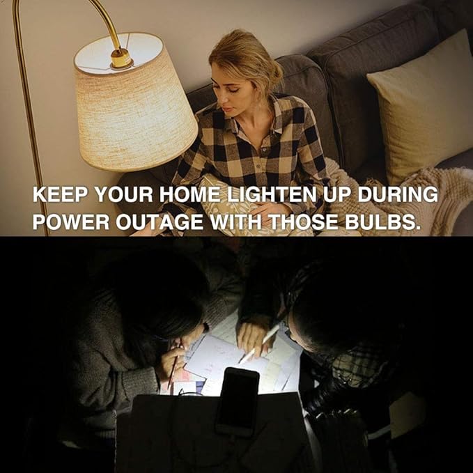 Emergency-Rechargeable-Light-Bulb, Stay Lights Up When Power Failure, 1200mAh15W 80W Equivalent LED Light Bulbs for Home, Camping, Tent (Soft Warm)