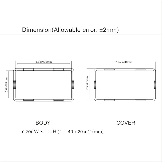 LeMotech 5Pcs ABS Plastic Electrical Project Case Power Junction Box, Project Box Black 1.6 x 0.8 x 0.4 inch (40 x 20 x 11 mm)