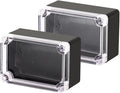 Project Box IP65 Waterproof Junction Box ABS Plastic Black Electrical Boxes DIY Electronic Project Case Power Enclosure Clear Cover 3.94"x2.68"x1.97"(2Pcs)