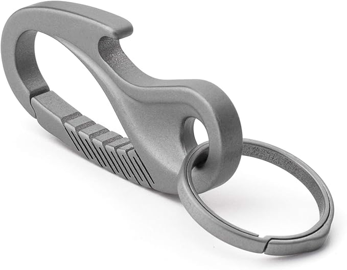 TISUR Titanium Carabiner Keychain Clip, Anti-Lost Key Ring Holder, Self-Locking Metal Gate Clip Key Chain Bottle Opener for Men Women