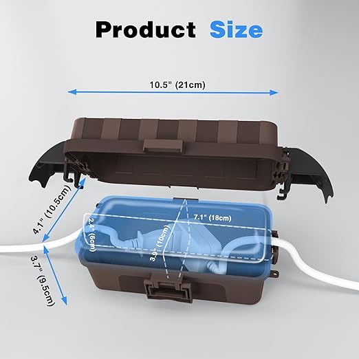 FLEMOON IP55 Outdoor Electrical Box Waterproof with Detachable Awning Covers, 8.3 x 4.1 x 3.7 inch Weatherproof Extension Cord Cover, Easy Installation for Outdoor Plug, Outlet, String Lights, Brown