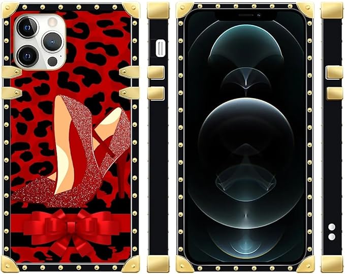Compatible with iPhone 12 Pro Max Case, Elegant High Heels Luxury Golden Decoration for Girl Women Soft TPU Shockproof Protective Hard PC Back for iPhone 12 Pro Max