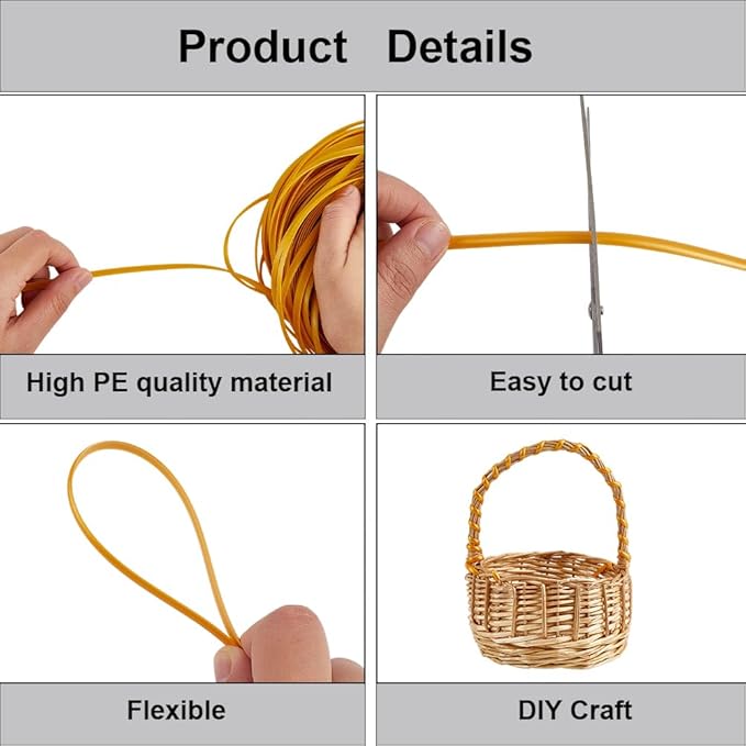 GORGECRAFT 30m*5mm Rattan Weaving Wicker Basket Wicker Repair Kit Orange Synthetic Rattan Roll Flat Cord Webbing Basket Weave Patio Chair Sofas Repair Supplies for Lawn Furniture Garden