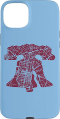 Philadelphia Street Map Liberty Bell Vintage Maroon Philly Case for iPhone 15 Plus