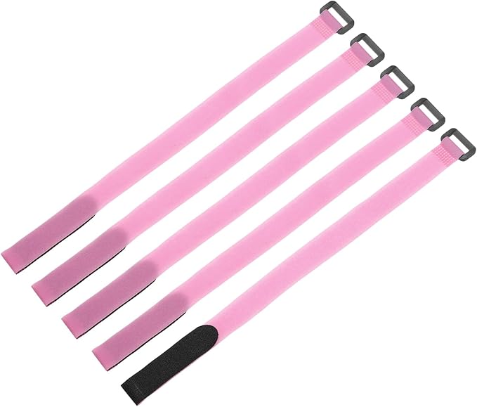 MECCANIXITY 5Pcs Reusable Battery Tie Down Straps,0.8x16" Pink Nylon Multipurpose Battery Hold Down Adjustable Cinch Strap Hook Loop Fastening Tie for Quadcopters FPV RC Drone Boat Car
