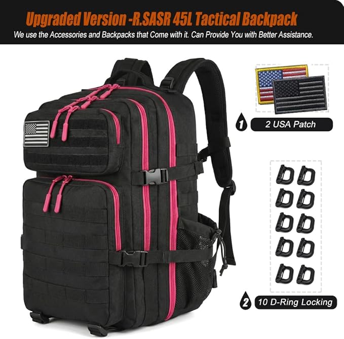 45L Tactical Backpack for Men Women, Military Assault Pack with MOLLE, Large 3 Day Bug Out Bag for Hiking Camping
