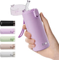 5oz Small Water Bottles with Straw, Mini Water Bottle with One-Hand Open Design, Leak-Proof Locking Lid for Hot&Cold Drinks, Small Travel Water Bottle - 100% Leakproof for School, Travel...(Lilac)