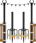 NUERPO String Light Poles,Metal Poles for Hanging Outdoor Light Strings,2 Pack 10 FT Light Poles Stand for Outside Garden,Patio,Wedding,Backyard,Deck,Party