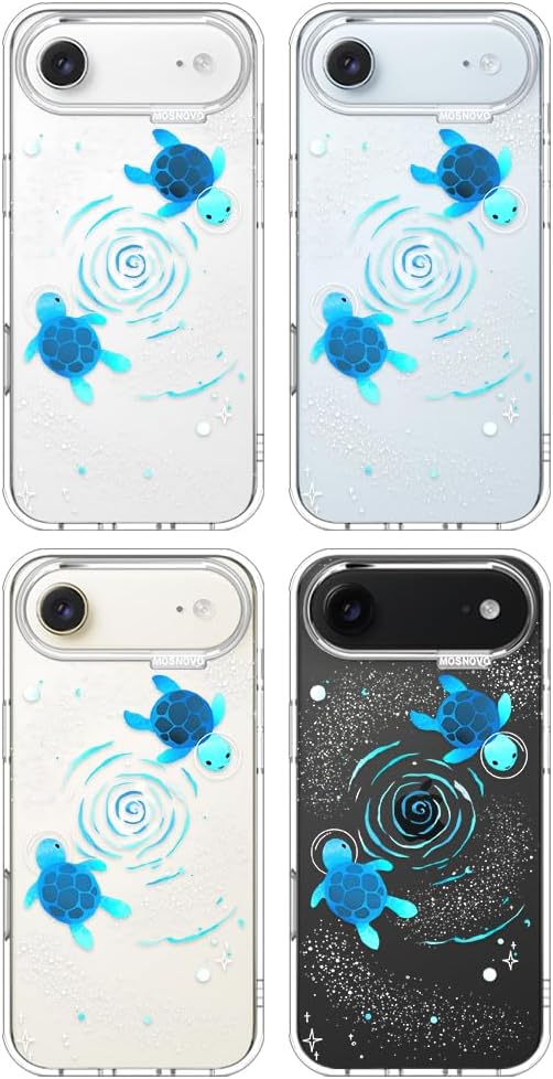 MOSNOVO for iPhone Air Case | Military Grade 6.6ft Drop Tested | Camera Control | Clear with Space Turtle Design