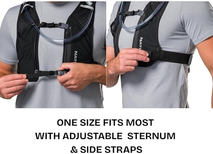 Nathan QuickStart Hydration Pack Vest with Bladder or flasks, Storage Pockets, Breathable Moisture-Wicking Fabric, Adjustable Straps for Running, Hiking, Walking, Marathons, Obstacle Races