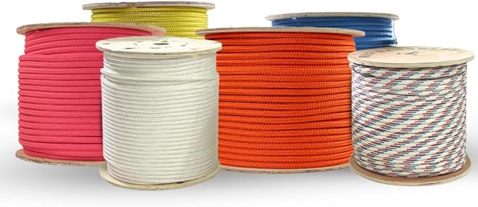 SGT KNOTS Arborist Double Braided Polyester Rope - Heavy Duty Tree Pulling Rope, Rigging, Tree Ropes, Arborist Pulling, Felling, Sailing, Industrial Rigging (1/2 in. x 10ft) Red-White-Blue