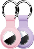 Linsaner [2 Pack] Case for AirTag 2nd Gen (2026) & 1st Gen, Silicone Holder Keychain Key Ring, Protective Cover for Air Tags, GPS Finder Accessories for Bags, Pets, Kids, Luggage, Pink+Purple