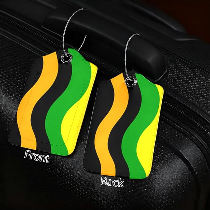 2Pcs Abstract Wave Luggage Tags for Suitcases, 2.83x4.53 Travel ID Labels with Privacy Cover, Modern Geometric Bag Tags for Backpacks, Spring Break & Summer Vacation Essentials, Set of 2