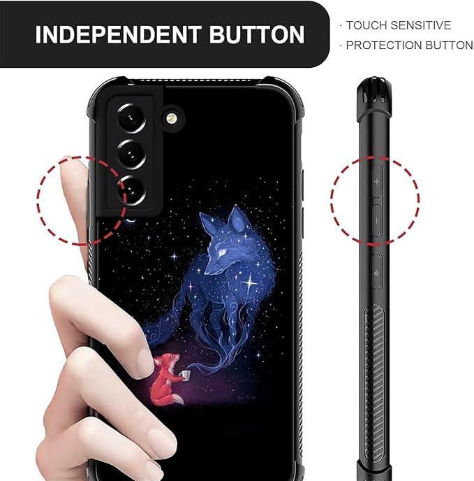 for Samsung Galaxy S22 Plus Case, Galaxy Fox Wolf Pattern Graphic Design Girl Boy Soft Silicone Hard Acrylic Shock Protection for Samsung Galaxy S22 Plus