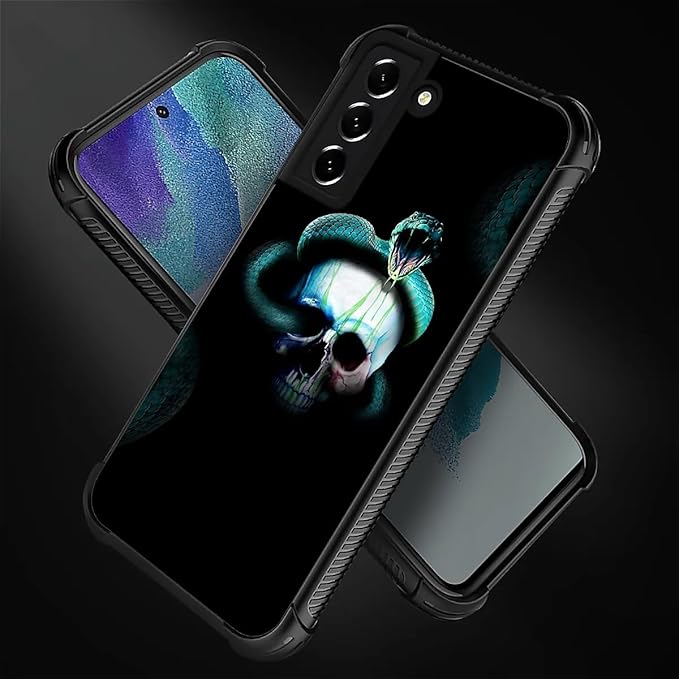 for Samsung Galaxy S21 Case, Skeleton Winding Snake Pattern Graphic Design Girl Boy Soft Silicone Hard Acrylic Shock Protection for Samsung Galaxy S21