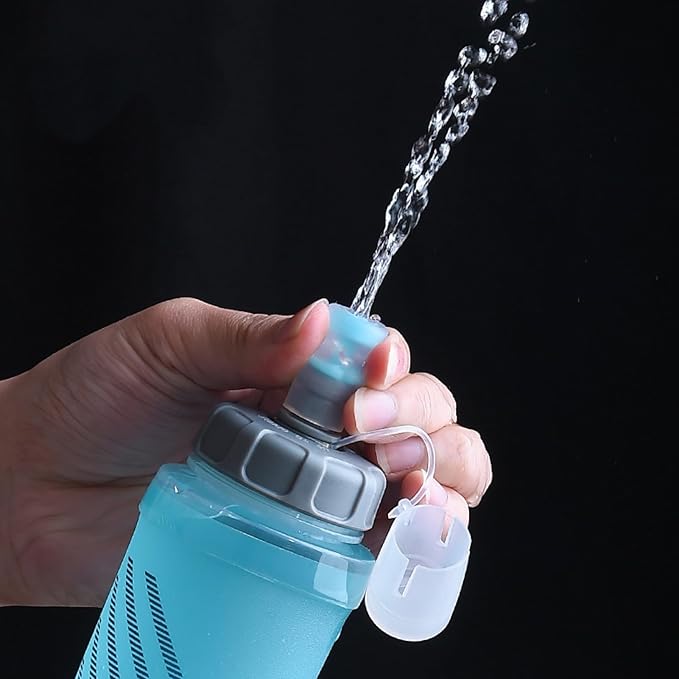Azarxis TPU Soft Flask Collapsible Water Bottle Running Folding Gel Water Reservoir Handheld for Hydration Pack Hiking Cycling Climbing Jogging Marathon Trail Race