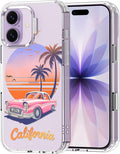 MOSNOVO for iPhone 17 Case, Shockproof Military-Grade Protection 6.6ft Drop Tested, Camera Control, Clear Phone Case for iPhone 17, Cali Cruise Design
