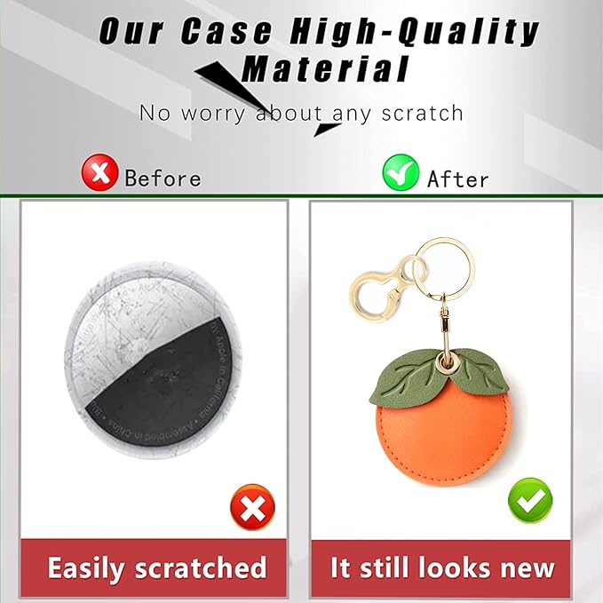 Leather Keychain Holder Case Compatible with AirTag,Cute air tag Cover with Keychain Ring,GPS Tracker Case for Keys