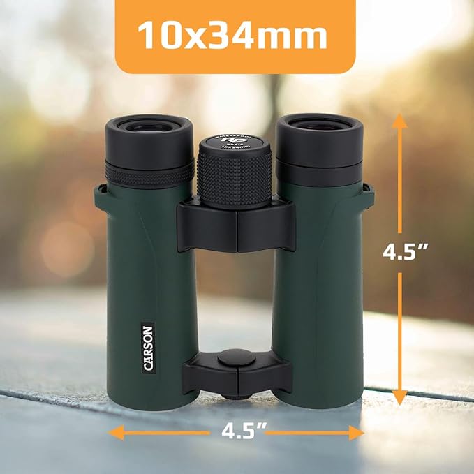 Carson RD Series 10x34mm Open-Bridge Waterproof Compact High Definition Binoculars