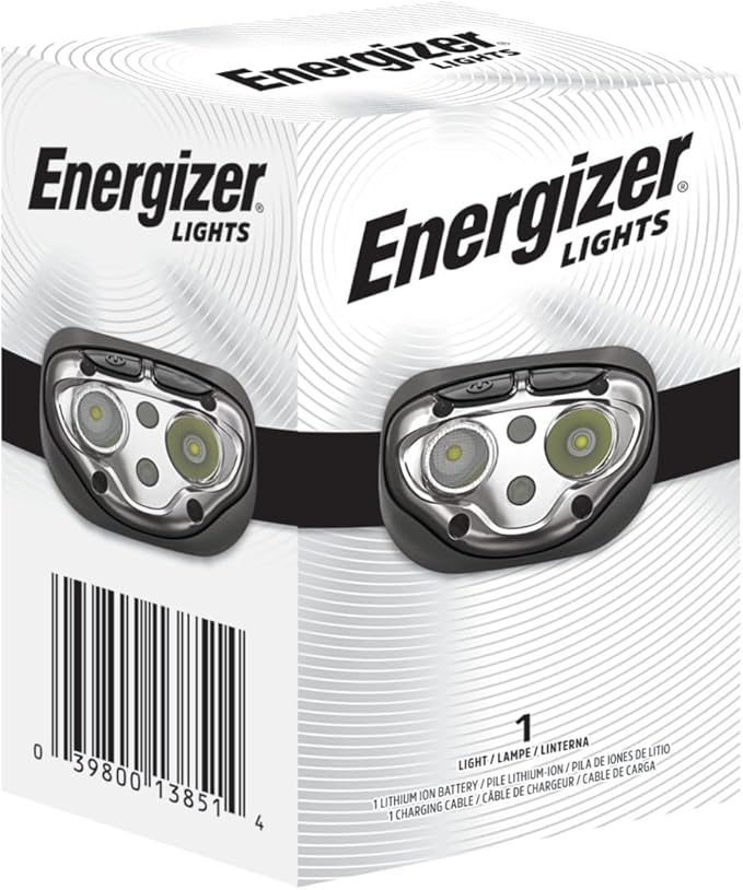 Energizer PRO-400 Headlamp Rechargeable, IPX4 Water Resistant Rechargeable Headlamp, Ultra Bright Multiple Light Modes Head Lamp, Camping, Running, Outdoors, Emergency Light, USB Included