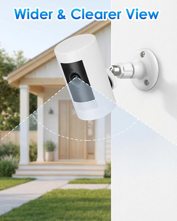 3 Pack Camera Mount Bracket Compatible with Ring Stick Up Cam, Ring Outdoor Cam Plus, Ring Indoor Cam, 360° Adjustable Wall & Ceiling Mount, Weatherproof (White)