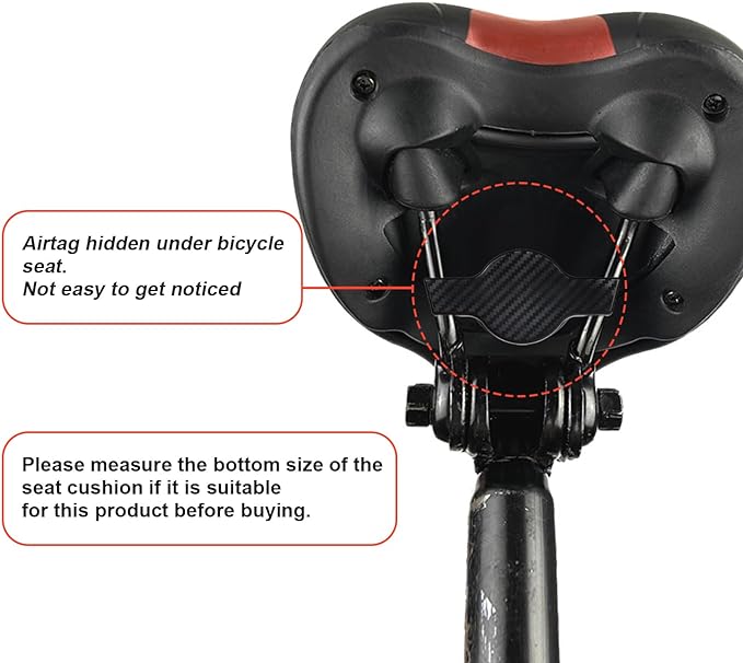 Hidden Airtag Mount for Bike, GPS Tracker Under Seat Waterproof, Bicycle Seatpost Reflector Mount Anti-Theft Tag Holder Compatible with Apple Airtag, Electric Bike, Scooter (Black)