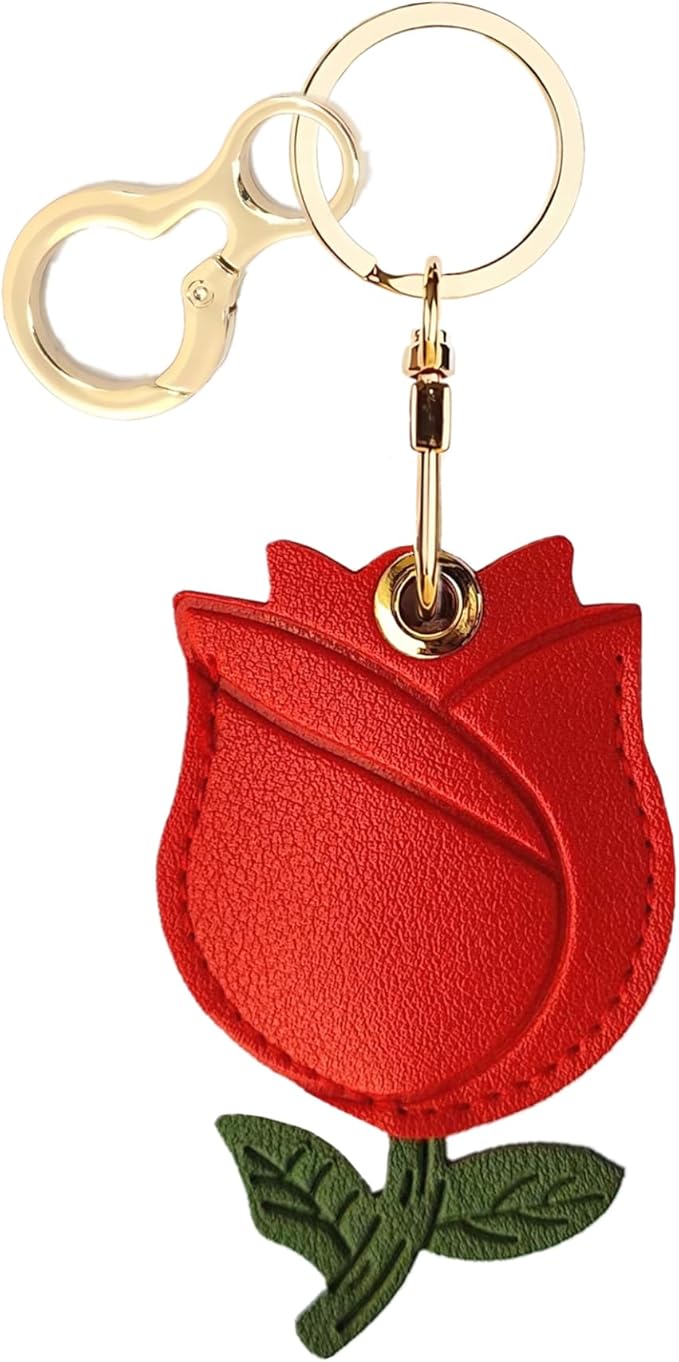 Leather Keychain Holder Case Compatible with AirTag,Cute air tag Cover with Keychain Ring,GPS Tracker Case for Keys