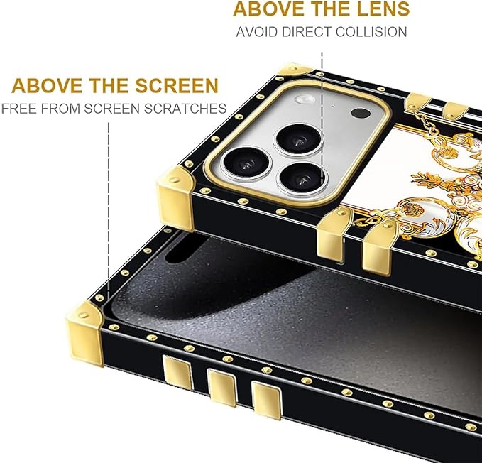 for iPhone 17 Pro Max Case Luxury Golden Decoration for Girl Women Soft TPU Shockproof Protective Hard PC Back for iPhone 17 Pro Max Crazy Pattern Gold Grain Flowers