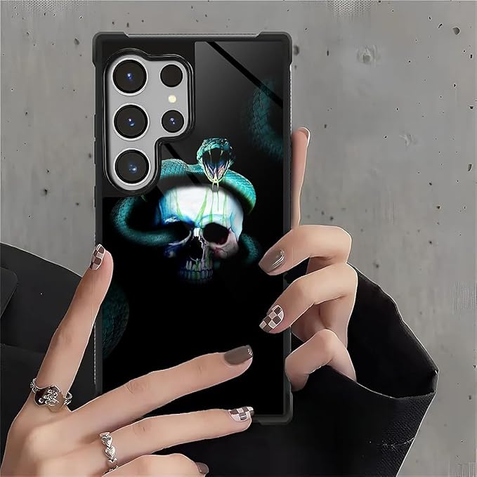 for Samsung Galaxy S26 Ultra Case,Graphic Design for Girl Boy Soft Silicone Hard Acrylic Shock Protection Designed for Samsung Galaxy S26 Ultra Skeleton Winding Snake Pattern