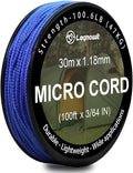 Micro Paracord, 1.18mm x 100ft Thin Mini Utility Braided Small Paracord for Crafting, DIY Project, Camping and More