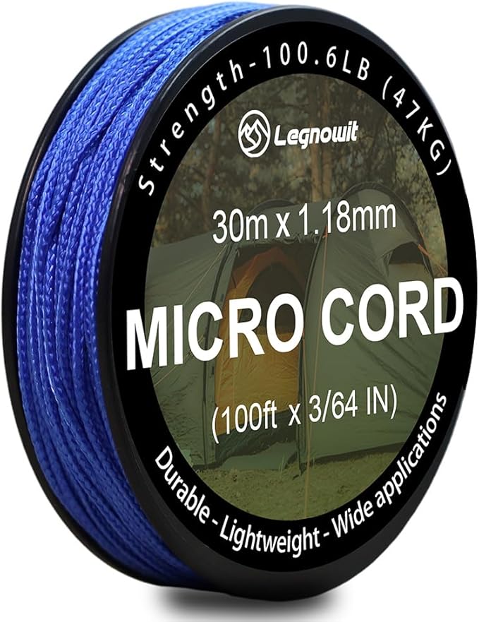 Micro Paracord, 1.18mm x 100ft Thin Mini Utility Braided Small Paracord for Crafting, DIY Project, Camping and More