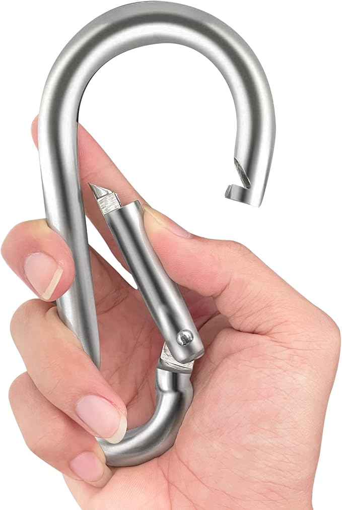Locking Carabiner Clips, Stainless Steel Spring Snap Hook Locking Carabiner Heavy Duty - 304 Premium Stainless Steel Thumb Screw Carabiner Clip