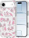 MOSNOVO for iPhone Air Case | Military Grade 6.6ft Drop Tested | Camera Control | Clear with Pink Axolotl Design