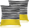 Swono Abstract Black Yellow Home Decorative Throw Pillows Covers 18"X18" Set of 2 Outdoor Pillowcase for Livingroom Bedroom, Modern Black Stripes Yellow Block Boho Pillow Cushion Covers for Man Woman