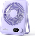 WHATOOK Small Desk Fan Personal Fans: 5000mah 25 Hours Battery Office Quiet Mini Desktop Fan Portable Rechargeable Travel Essentials (Purple, 5000 mAh)