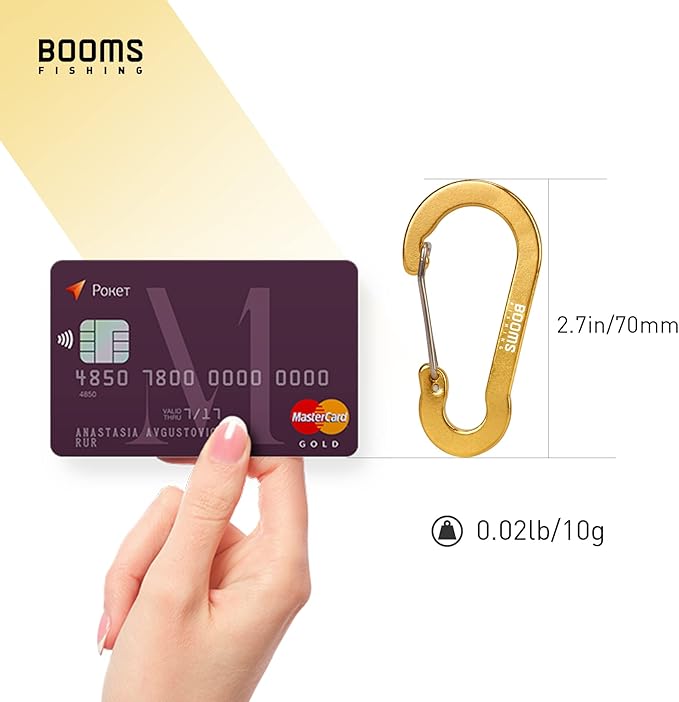 Booms Fishing CC5 Multi-Use Carabiner Clips, 10 Pack 2.7" Small Caribeener Clips, Mini Keychain Aluminum Caribeaner Clip