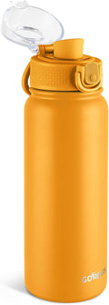 GOPPUS 20 Oz Insulated Stainless Steel Water Bottle BPA-Free Sports Water Bottle, Great for Travel, with Chug Lid - Leak & Sweat Proof with Anti-Dust Lid(orange)