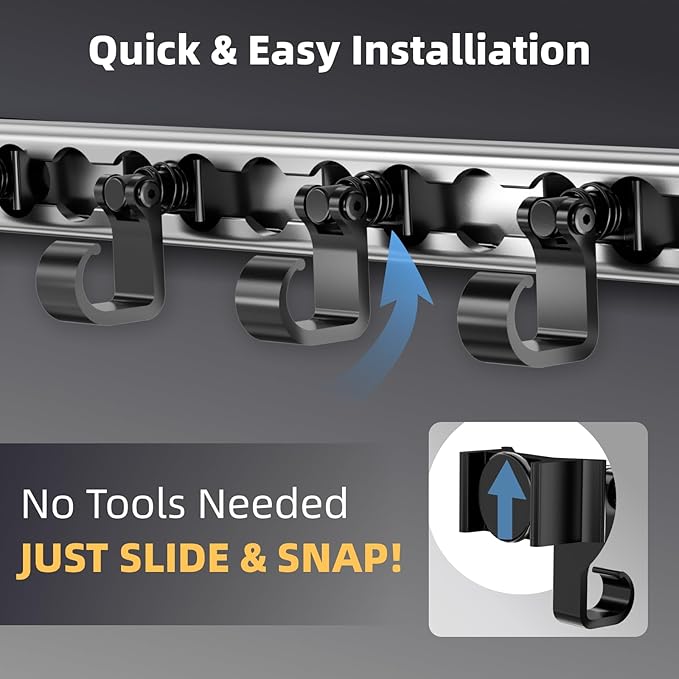 4 Pack L Track Hooks with Single Stud Fitting, Spring-Loaded Adjustable Gear Hook, Aluminum L Track Accessories for Trailer, Truck, Garage, Tie Down System, 100LBS Max Load Capacity – Black
