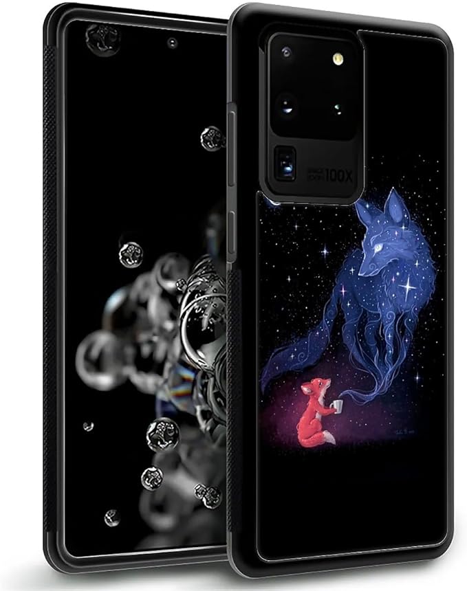 for Samsung Galaxy S20 Ultra Case, Galaxy Fox Wolf Pattern Graphic Design Girl Boy Soft Silicone Hard Acrylic Shock Protection for Samsung Galaxy S20 Ultra