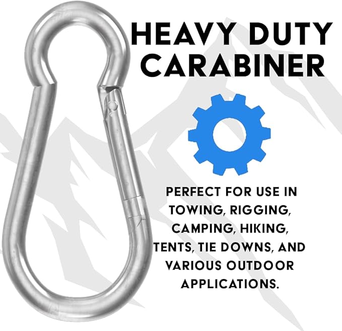 BoxerTool Heavy Duty Spring Snap Hooks 4Inch, 3/8" 20 Pack - Multipurpose Carabiner Clips for Swing, Large Steel Chain Quick Links Safety Buckle Connector for Hammock Fitness Gym Outdoor Boating