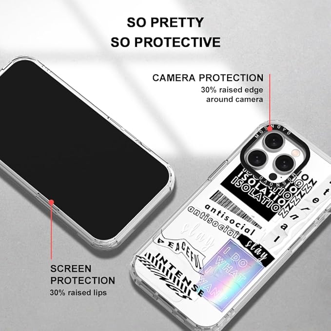 MOSNOVO Case for iPhone 15 Pro Max, [Buffertech 6.6ft Military-Grade Drop Protection] [Anti Peel Off Tech] Clear TPU Bumper Phone Case Cover Design - Slay